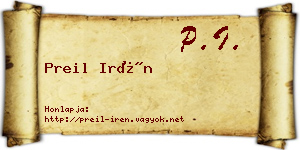 Preil Irén névjegykártya